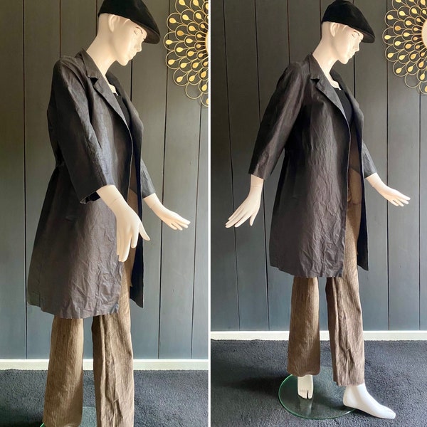 Trench-coat Claudie Pierlot minimaliste lin et coton aspect ciré/froissé Taille M/38/40