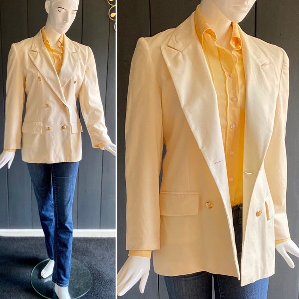 Élégant blazer Regina Rubens vintage 90s en drap de laine blanc crème, Taille 40/42/M/L