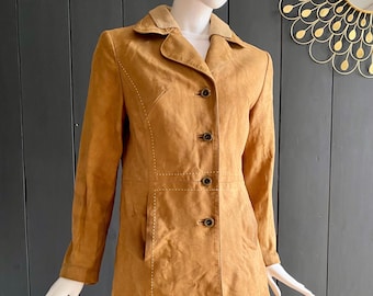 Veste trench coat blazer femme marque 123 imitation daim synthetique camel avec ceinture entierement doublee taille 42 L Etsy France