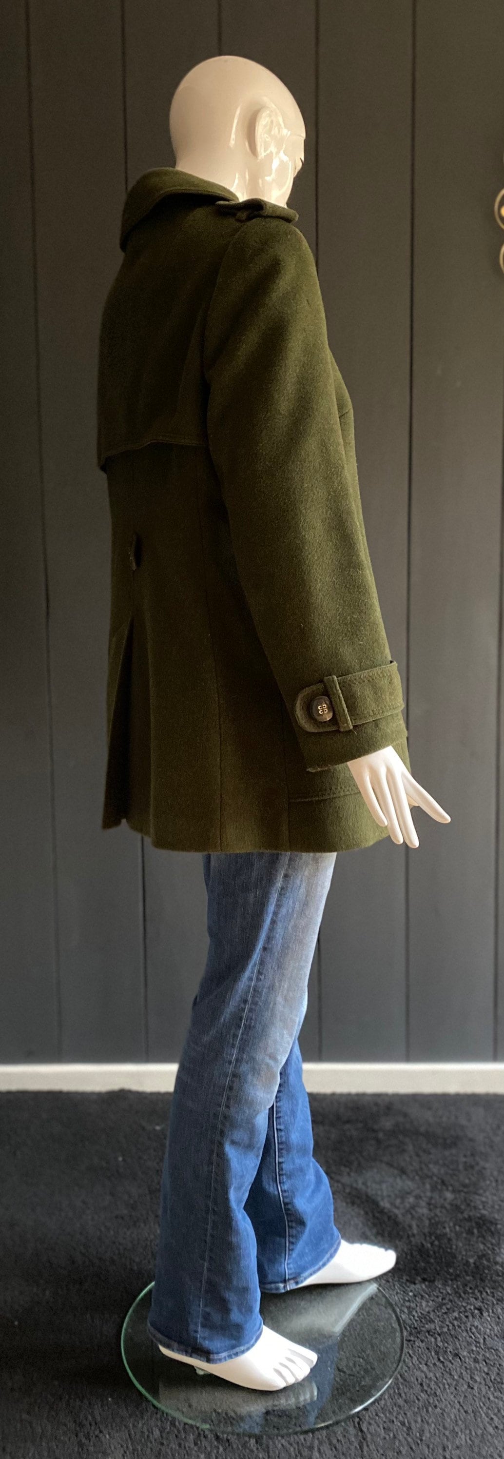 Vintage 60s/70s Women's Coat in Khaki Wool, Loden Style Vintage 60s/70s Women's Coat in Khaki Wool, Loden Style