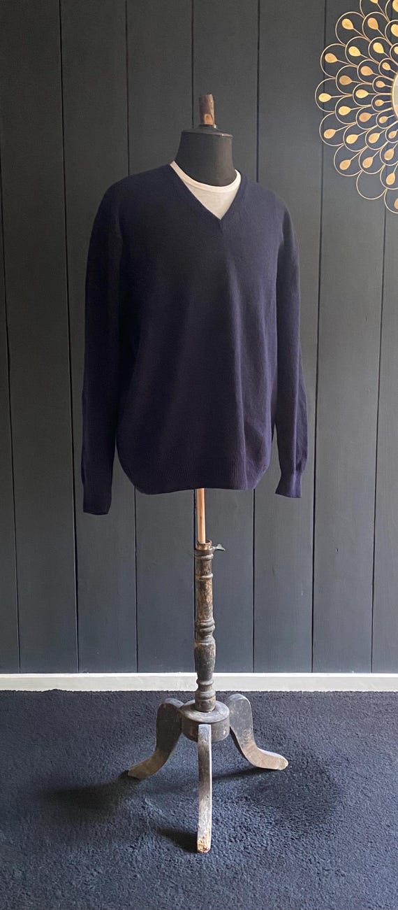 Henbury navy lambswool V-neck sweater XL men’s / FR 54 / Uk 44 / US 44