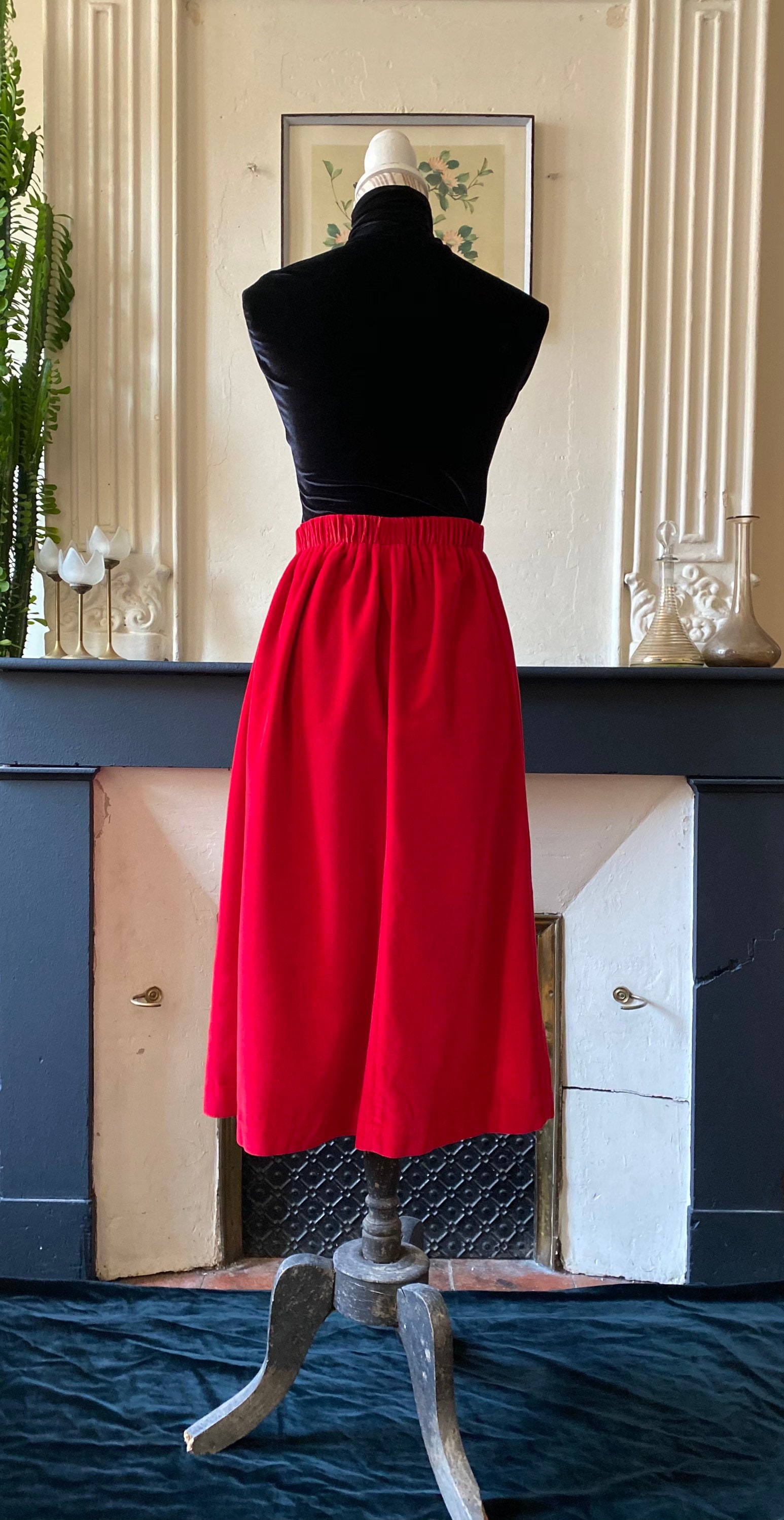 Falda vintage de los años 80 hecha a mano en terciopelo grueso Etsy