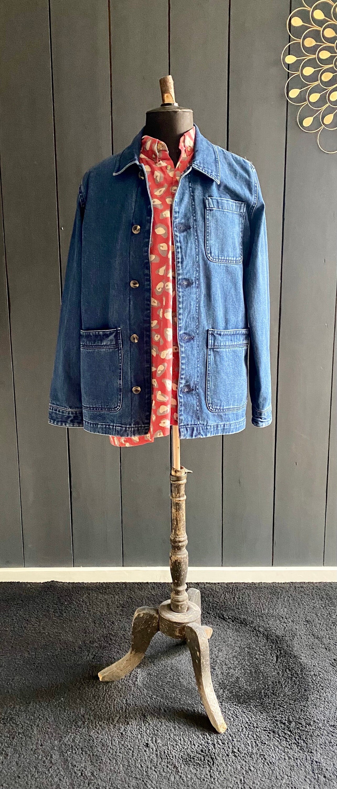 Veste homme en denim style ouvrier des annees 1960 de la marque Monoprix Taille S Etsy France