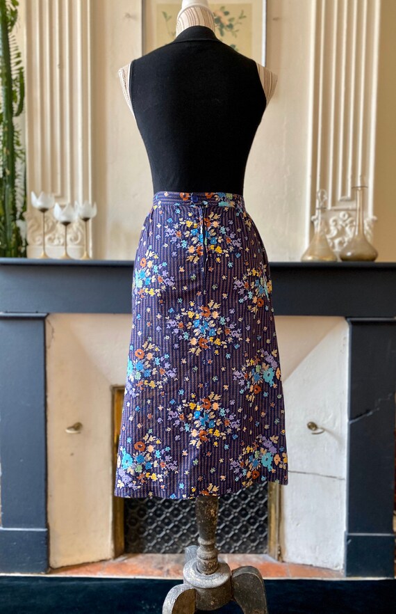 Vintage 70/80s skirt in very fine cotton, navy bl… - image 4