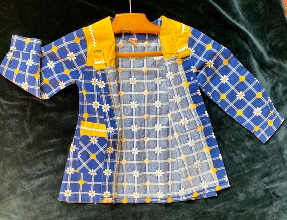 Cute vintage 60/70s child's blouse in blue cotton… - image 10