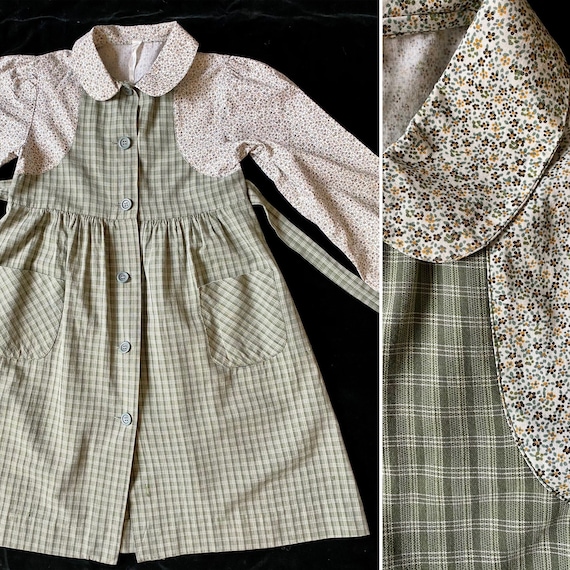 Robe/ensemble Deux Par Deux - Imprimé Damier Bleu Et Blanc - Taille 8 - Coton - Occasion Très Bon état