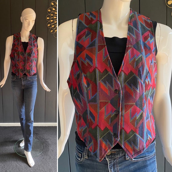 Gilet vintage 90s style bohème/artsiste avec plas… - image 2