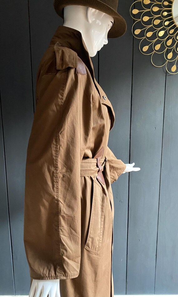 即納！最大半額！ Elegant Ramosport Vintage 80s Cotton + Leather Trench Coat ジャケット・アウター