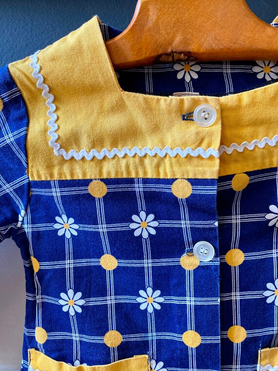 Cute vintage 60/70s child's blouse in blue cotton… - image 9