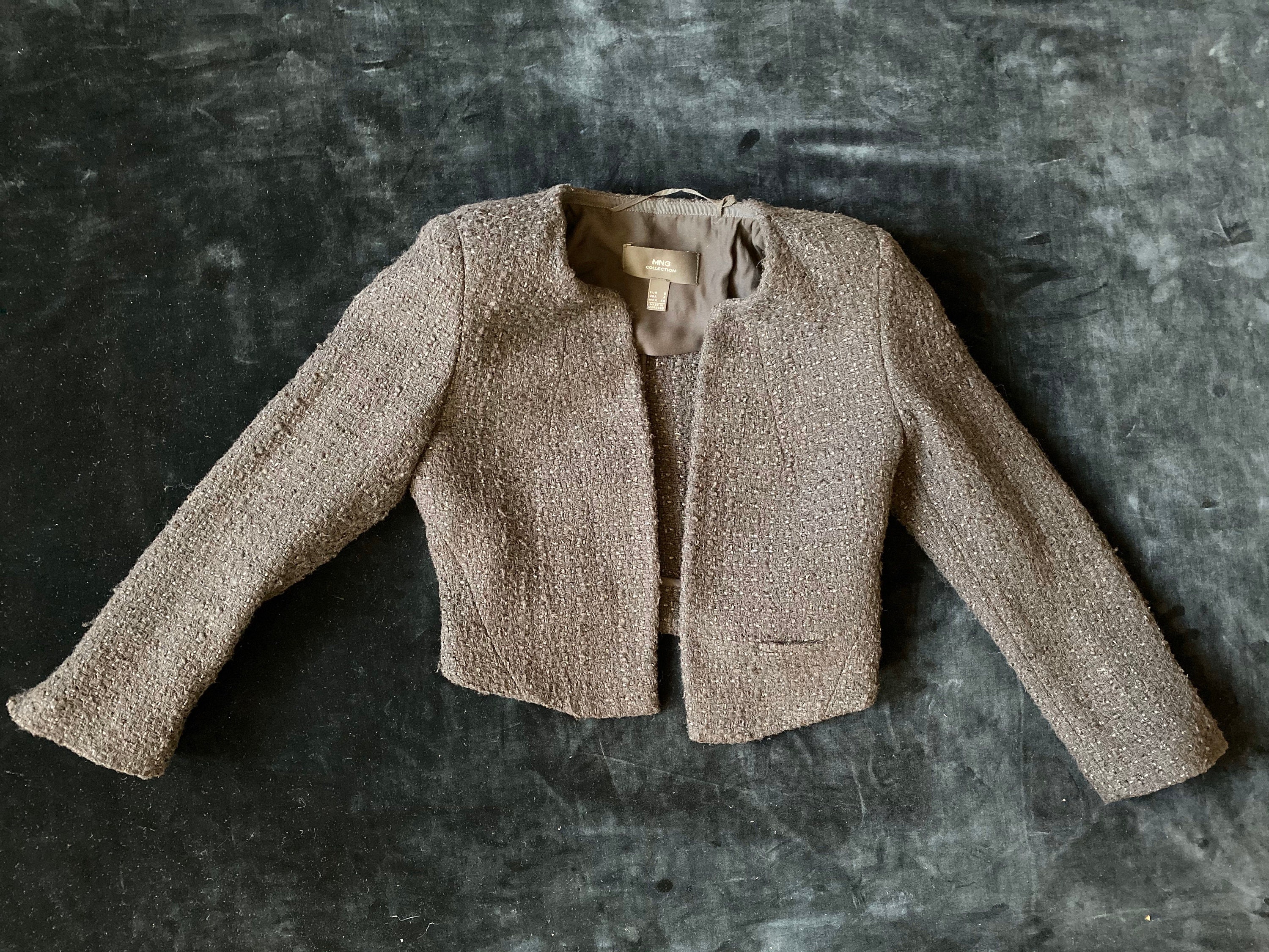 Vintage 90s Bolero Jacket Inspired by the 1940s in Black Knit Chanel Style Size 34 36 Etsy