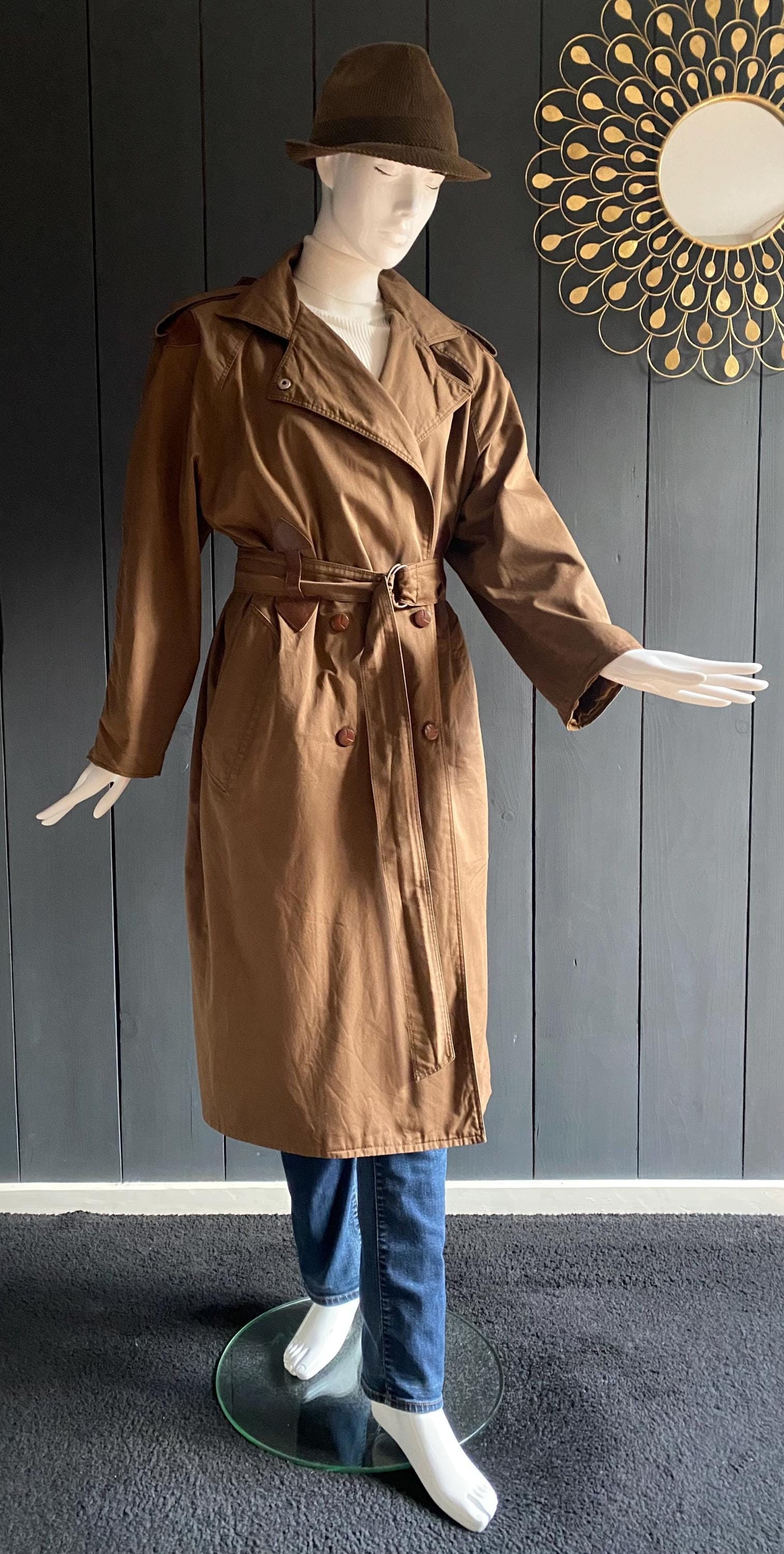 カタログギフトも！ Vintage Ramosport Elegant 80s Coat Trench Leather + Cotton ジャケット・アウター