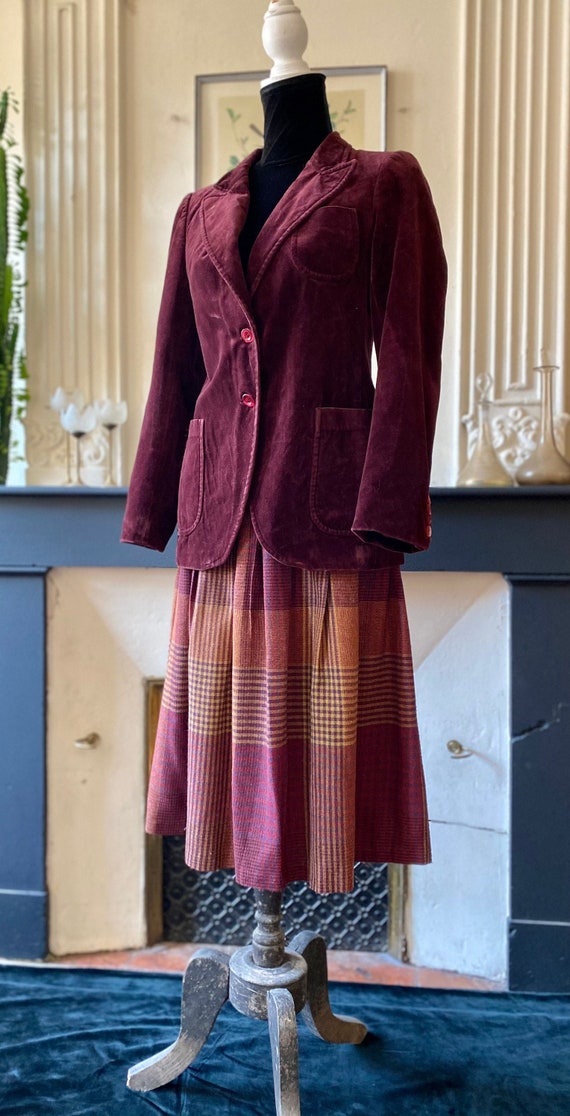 Veste en velours femme vintage 70s couleur lie de