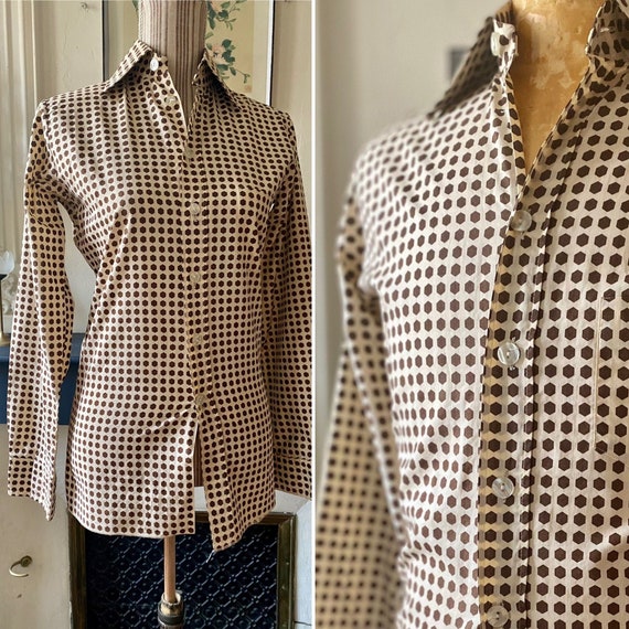 Vintage Unisex Men's Shirt 70s Cream 