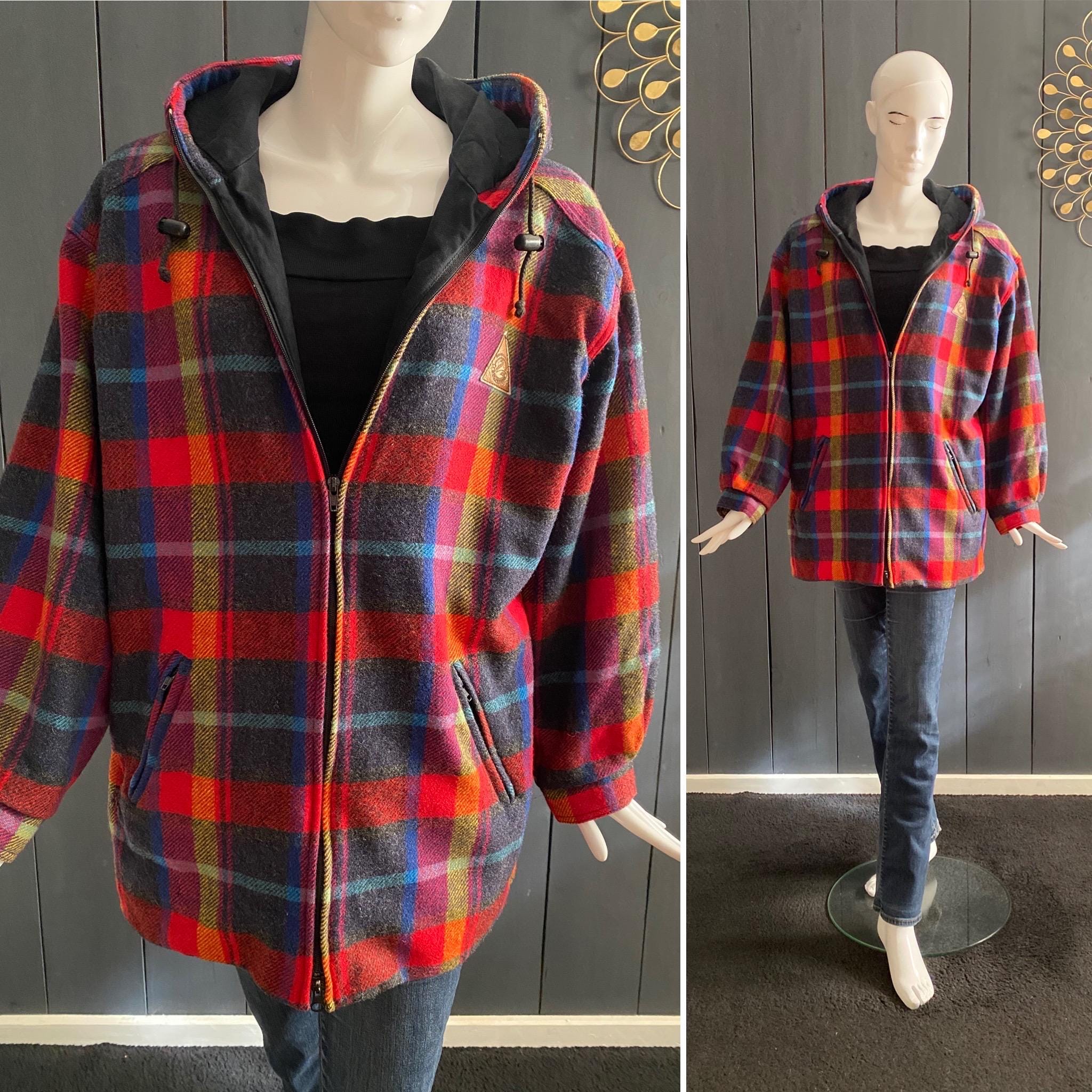 Check wool coat womens