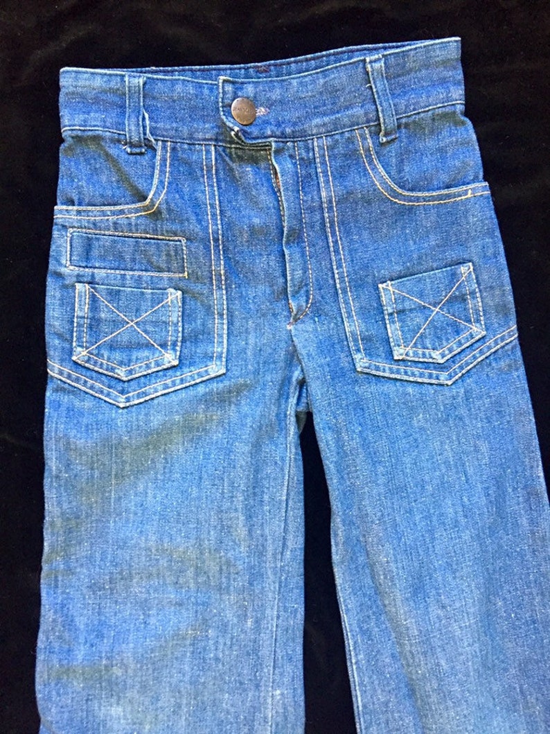 Adorable paire de jeans enfant vintage 70s pattes d'éléphant T 4/5 ans image 2