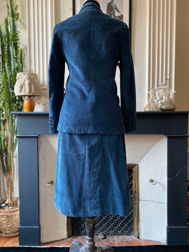 70s vintage skirt skirt in duck blue corduroy T 3436