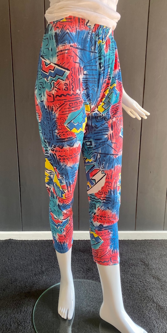 Vintage 80s Leggings With Colorful Abstract Jungle City Patterns, Dominant  Green, Blue and Red, Ankle Length, Size 36/38 -  Norway