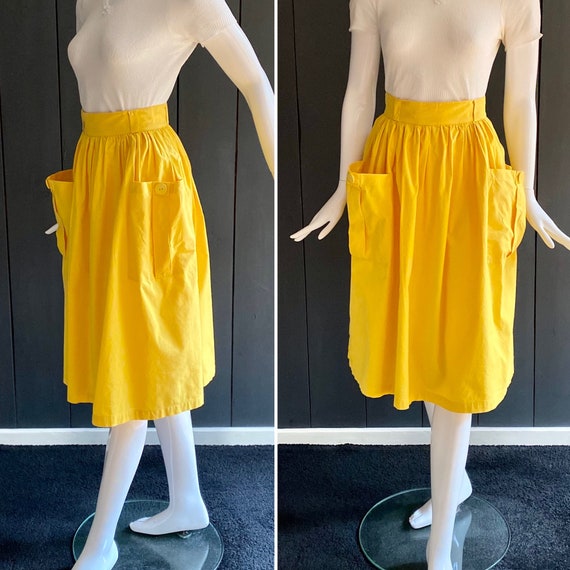 Vintage 80s Cotton Maxi Skirt With Pockets, Swing/1960s