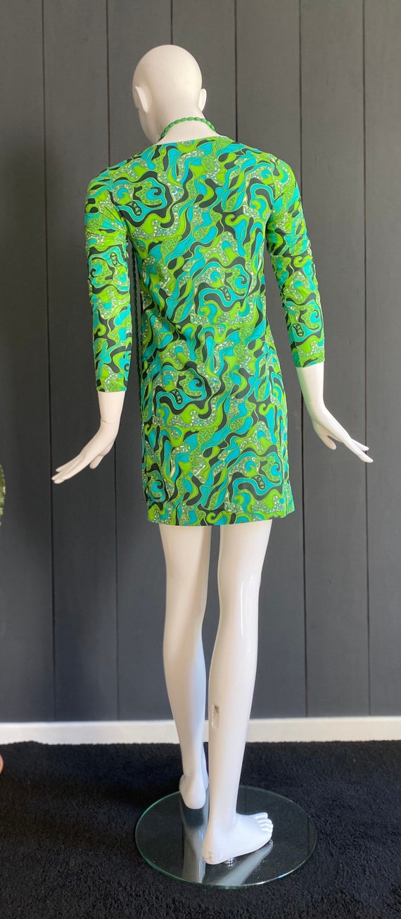 Vintage 60s dead stock trapeze dress in fine synt… - image 8
