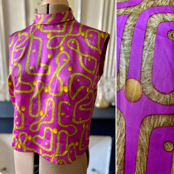 Vintage women's blouse/tunic 60s sleeveless button