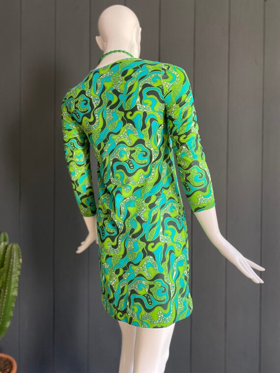 Vintage 60s dead stock trapeze dress in fine synt… - image 6