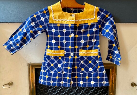 Cute vintage 60/70s child's blouse in blue cotton… - image 5