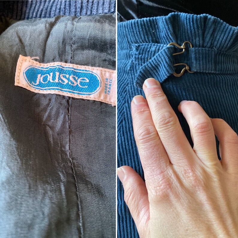 70s vintage skirt skirt in duck blue corduroy T 3436