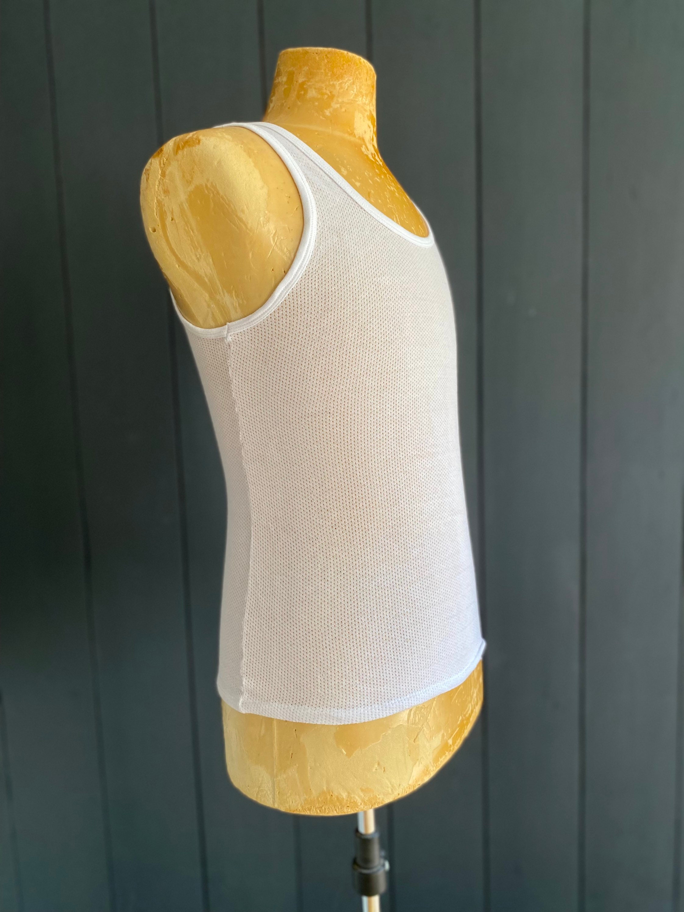 Vintage 60s Marcel Tank Top for Men/unisex in White Cotton With 