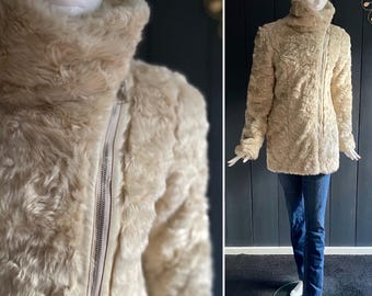 Cream faux-fur jacket by Best Mountain – modern piece – 36-FR / 8 UK / 4 US