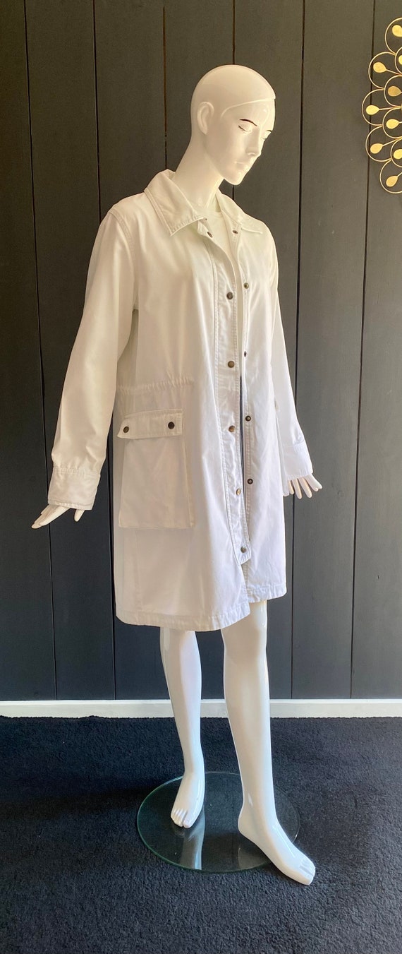 Trench coat veste Dorotennis vintage 90s femme en coton blanc avec maxi poches T 40 42 Etsy France