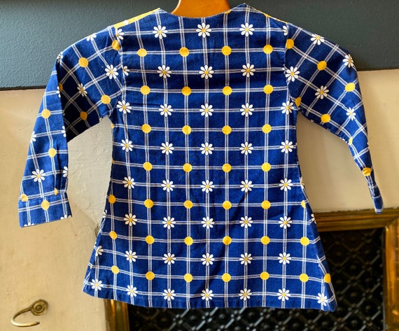 Cute vintage 60/70s child's blouse in blue cotton… - image 4