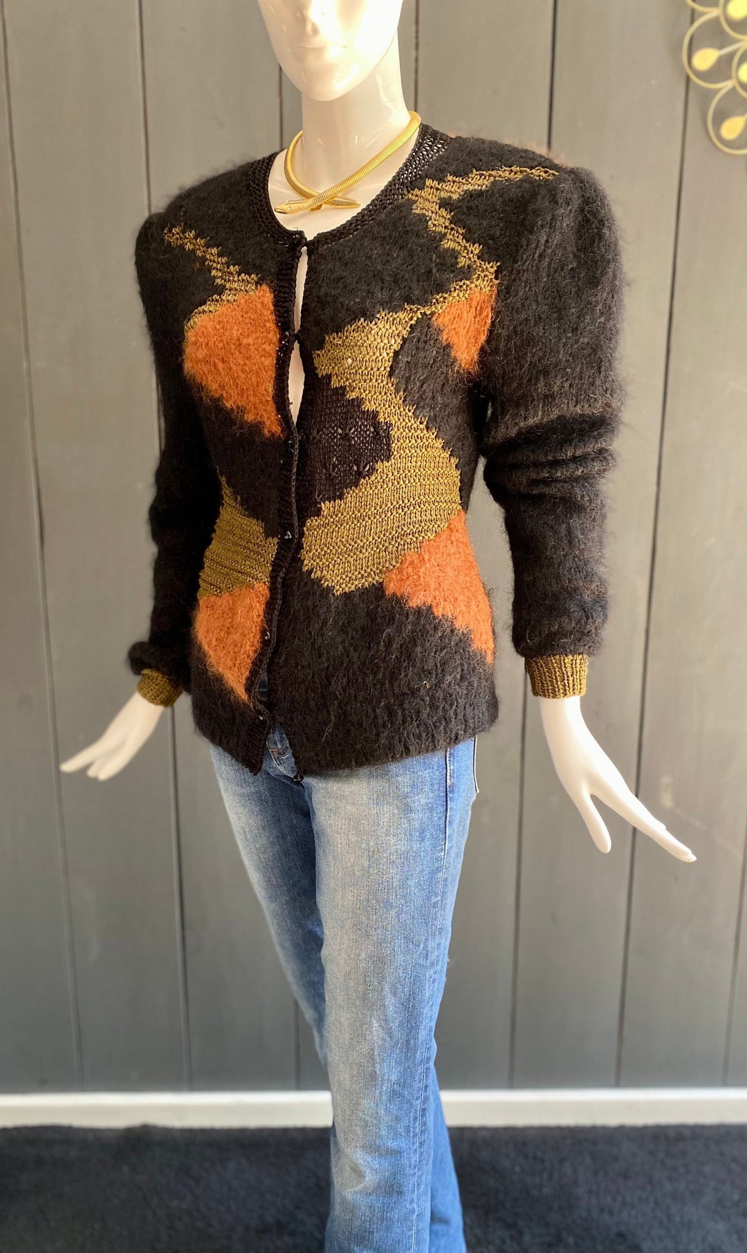 専用80s90s UK製 black mohair cardigan 80s vintage black mohair cardigan - Small / Medium | St Cyr