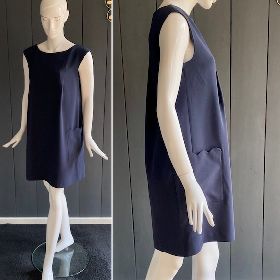 Robe legere Claudie Pierlot a la coupe ample et fluide avec maxi poches couleur bleu marine Taille 40 42 Etsy France