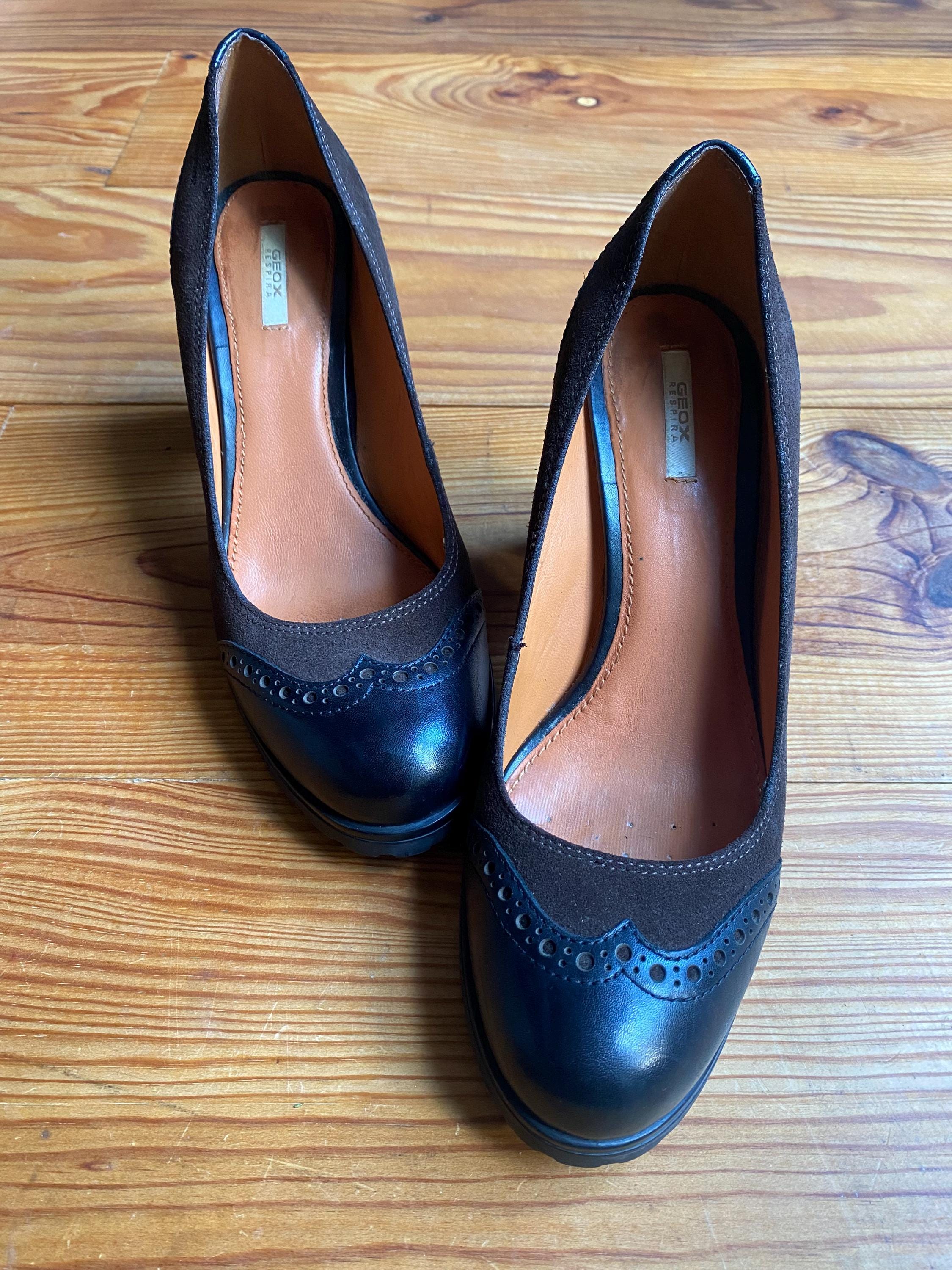 Escarpins GEOX Respira - Taille 38 - Noir Et Gris - Occasion Comme Neuves