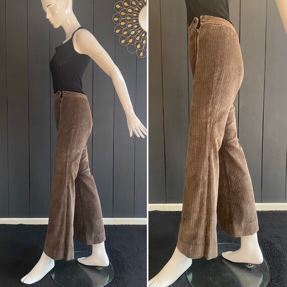 Pantalon Velours Patte D’éléphant Pinkie Vintage – Bordeaux, Taille 36/38, Fabriqué En France