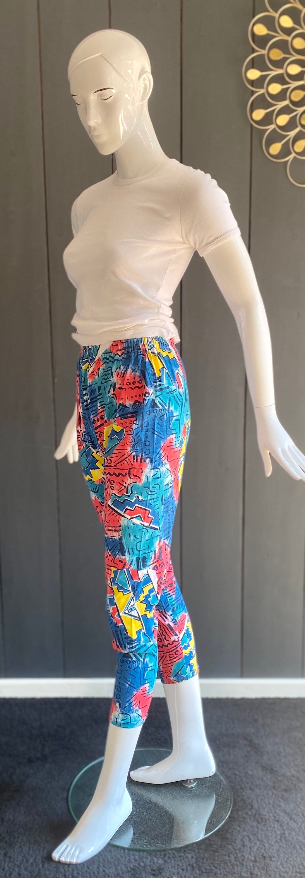 Vintage 80s Leggings With Colorful Abstract Jungle City Patterns, Dominant  Green, Blue and Red, Ankle Length, Size 36/38 -  New Zealand