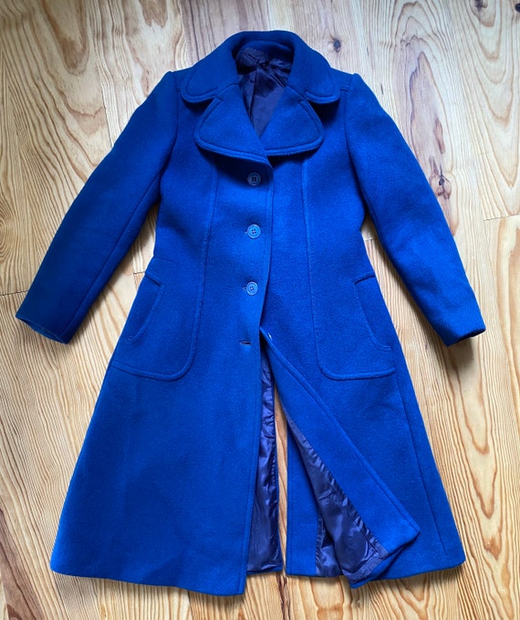 Pretty Vintage Cobalt Blue Coat 70s in Lined Wool With Large - Etsy