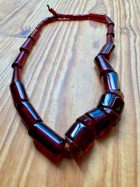 Vintage 90s garnet red necklace with large irregu… - image 5