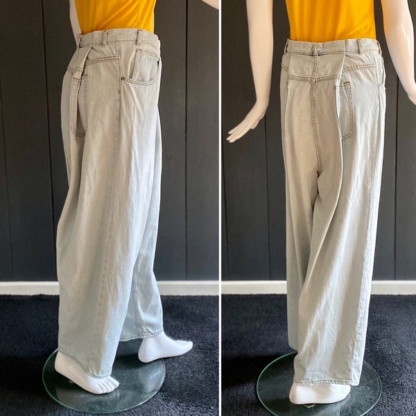 Jeans trafiqués effet ultra baggy en coton/Denim clair style artiste, Taille 38