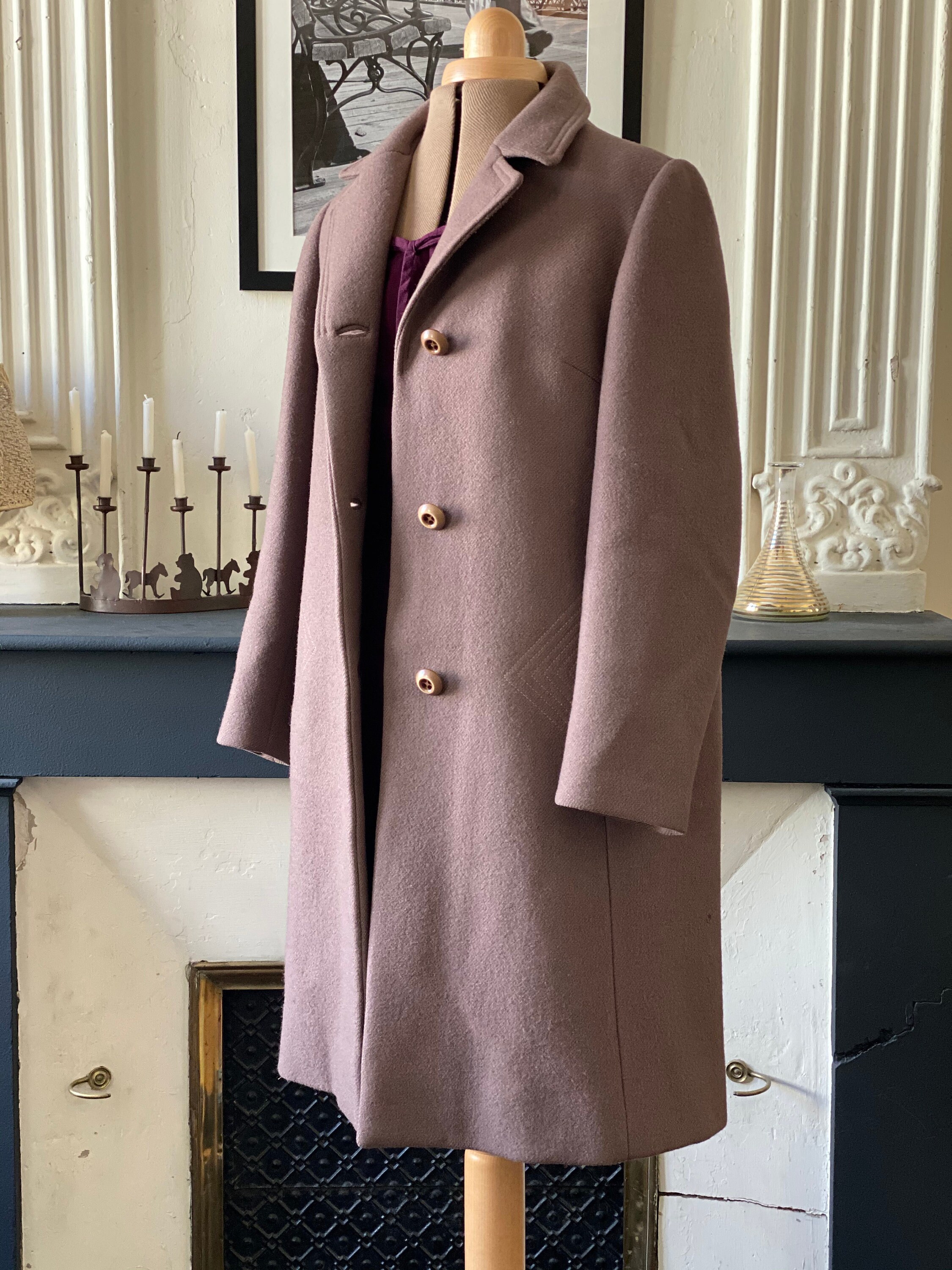 Coat 60s Pale Purple Color Wool Lined 