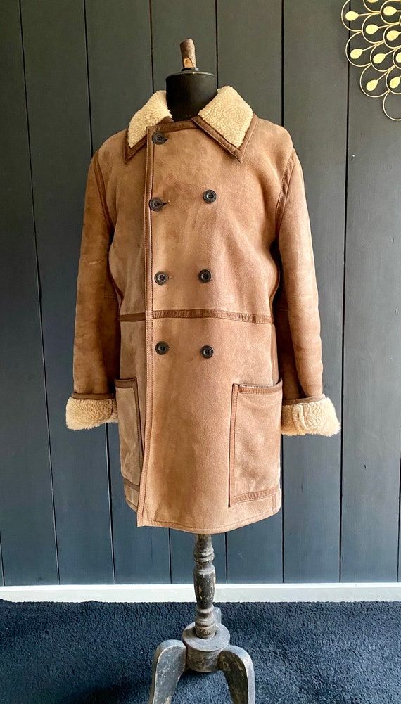 Douglas SHEARLING シアリングレザーコート ビンテージ、古着 Superb Vintage 80s Sheepskin Coat for Men/unisex From the Mac