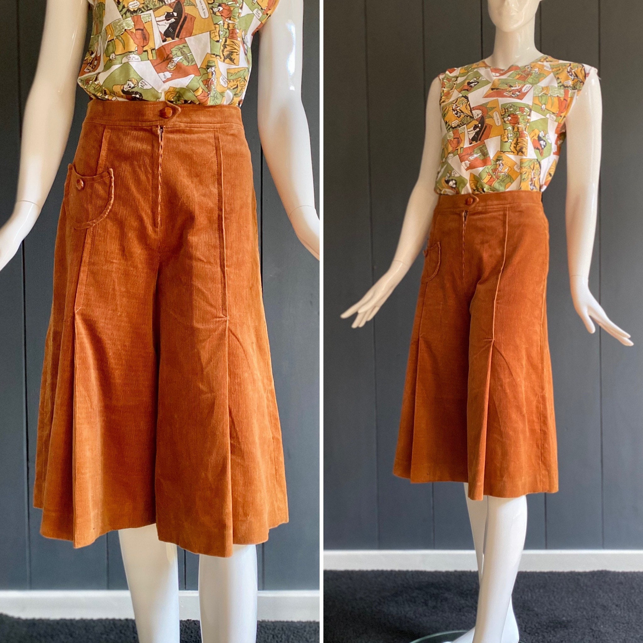 Adorable jupe culotte vintage 70s deadstock en velours - Etsy France