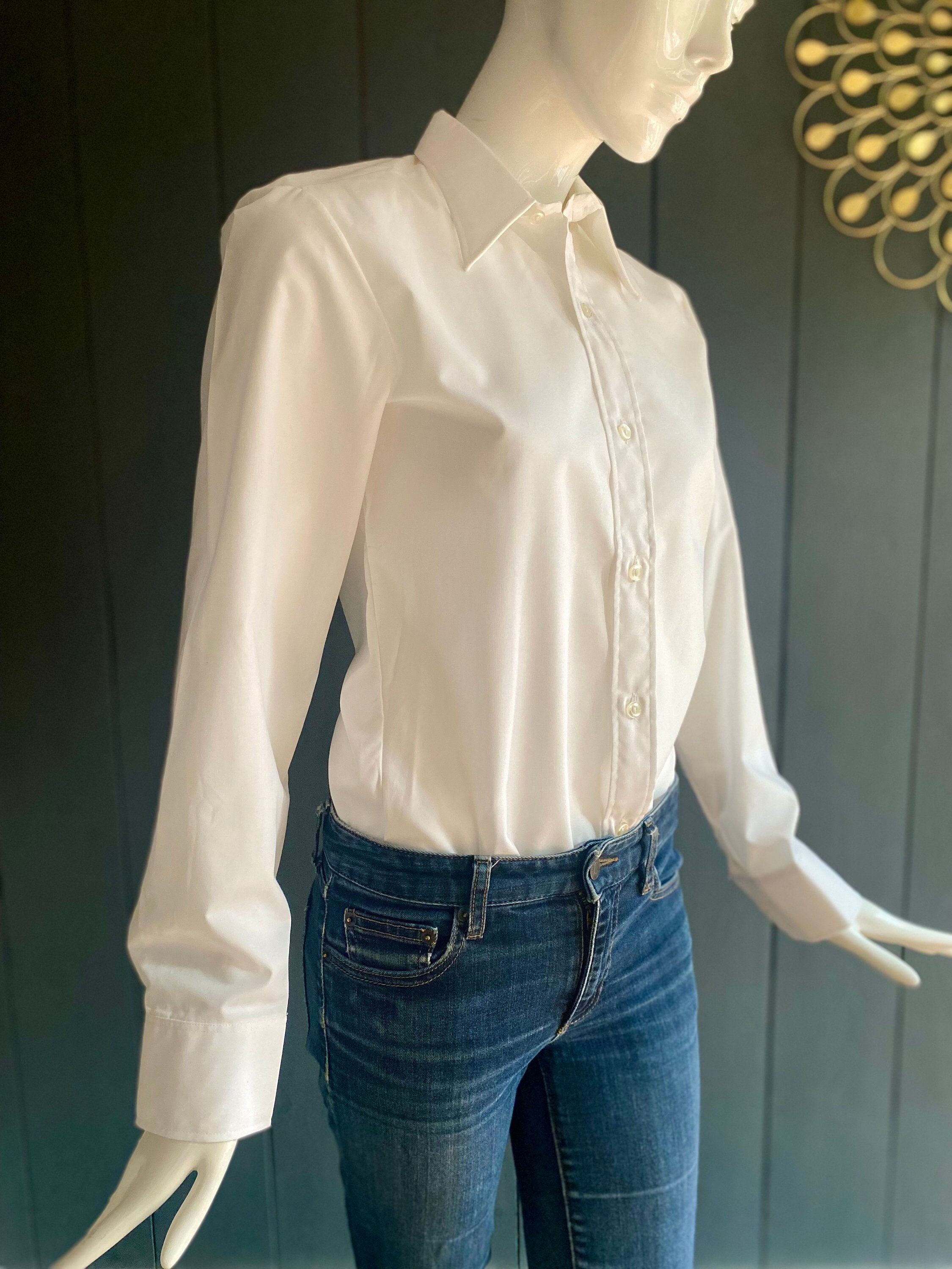 Superbe chemise vintage 70s blanc immacule avec col pelle a tarte Taille 36 38 femme XXS homme Etsy France