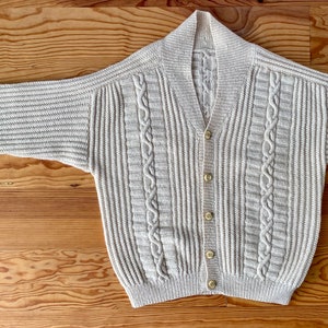 Superbe cardigan/gilet vintage 80s en laine tricoté main couleur blanc crème Taille 3/4XL Homme image 10