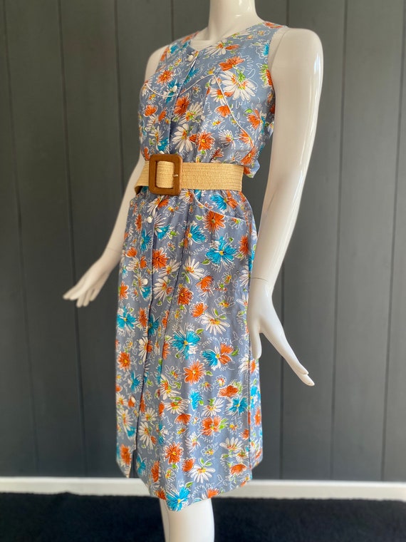 Vintage 70s sleeveless country dress/blouse, butt… - image 2