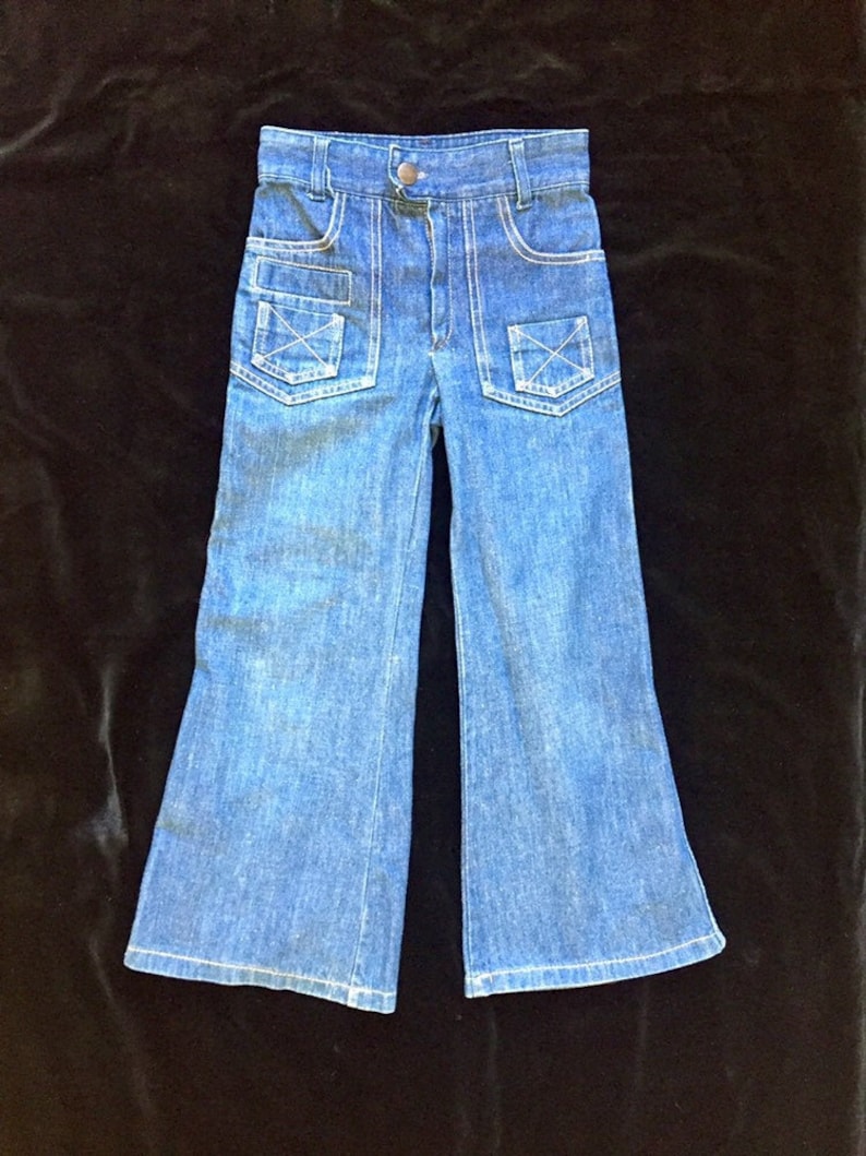 Adorable paire de jeans enfant vintage 70s pattes d'éléphant T 4/5 ans image 1