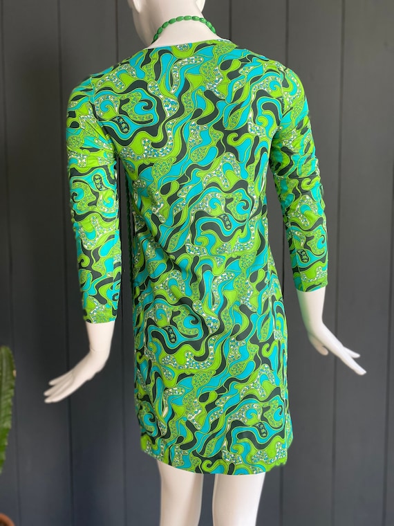 Vintage 60s dead stock trapeze dress in fine synt… - image 7