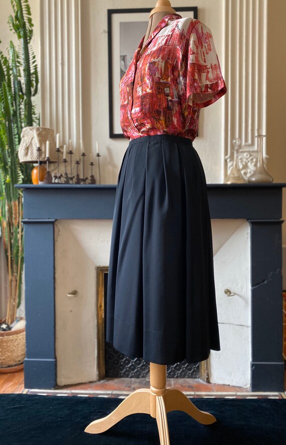 Vintage 60s handmade corolla skirt, black, satin … - image 2