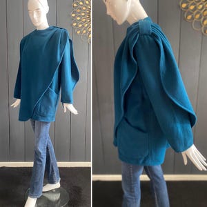 Cape Manteau Vintage WEINBERG En Cachemire 100% Rouge - Taille M, Style Déstructuré, Très Bon état