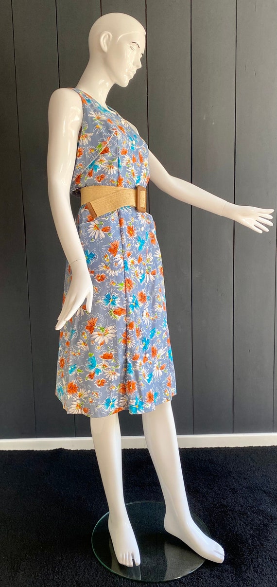 Vintage 70s sleeveless country dress/blouse, butt… - image 4